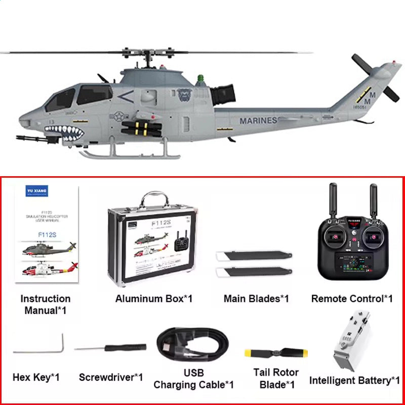 YUXIANG F112S AH-1 Cobra RC Helicopter 9CH GPS Optical Flow Localization TOF Altitude Hold Brushless Motor 1:32 Scale Helicopter