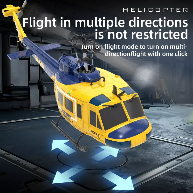RCERA C032 UH-1 RC Helicopter 1/48 6CH 6-axis Gyro Barometer Altitude Determination Optical Flow Positioning TOF Laser Radar Aerobatic Helicopter