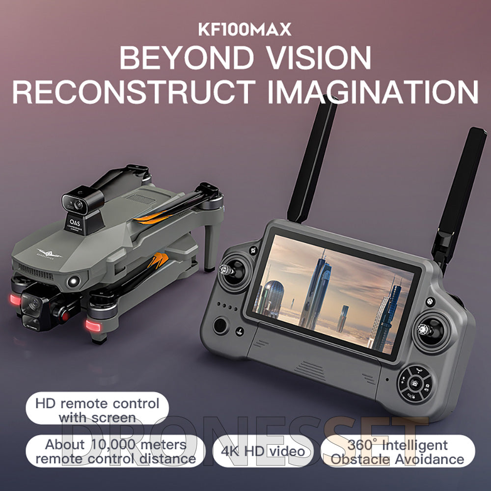 KF100 4K Drone 3-Axis Gimbal EIS Camera Large size Intelligent Obstacle Avoidance 10KM 5G GPS Quadcopter with Screen Remote contro