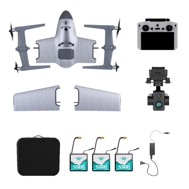 HEQUVA SWAN VOYAGER K8T-V2 VTOL Fixed Wing UAV 4K Thermal Imaging Drone AI Tracking Flight 15KM Video Transmission&nbsp;