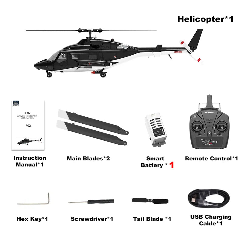 YUXIANG F02 Airwolf RC Helicopter Auto Stabilized  6CH 6-Axis Gyro Stabilization Optical Flow Positioning Helicopter