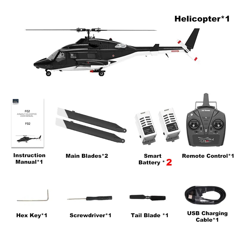 YUXIANG F02 Airwolf RC Helicopter Auto Stabilized  6CH 6-Axis Gyro Stabilization Optical Flow Positioning Helicopter