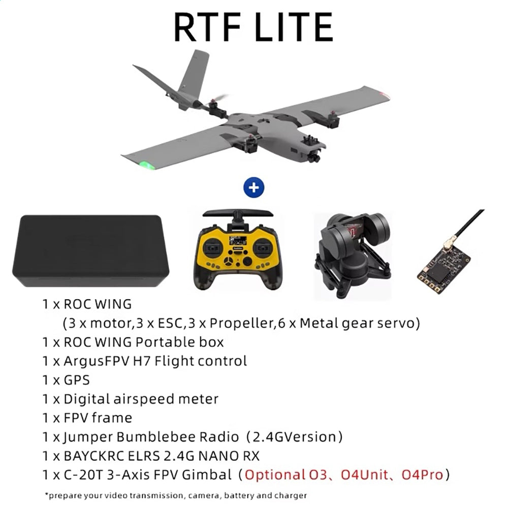 AFModel ROCWING VTOL Airplane FPV 3-axis Fixed-wing Airplane UAV Model Airplane Reconnaissance Airplane
